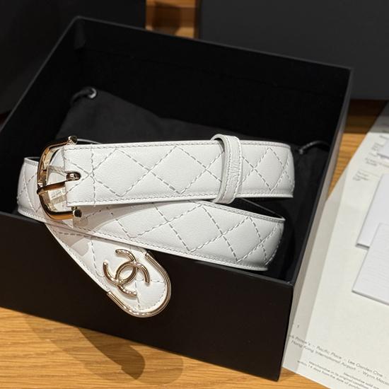 Chanel 3cm Leather Belt White BCB90606