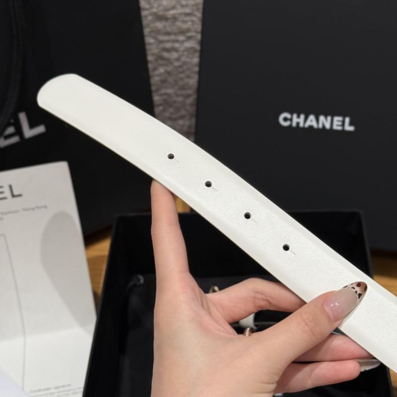 Chanel 3cm Leather Belt White with Gold BCB90608