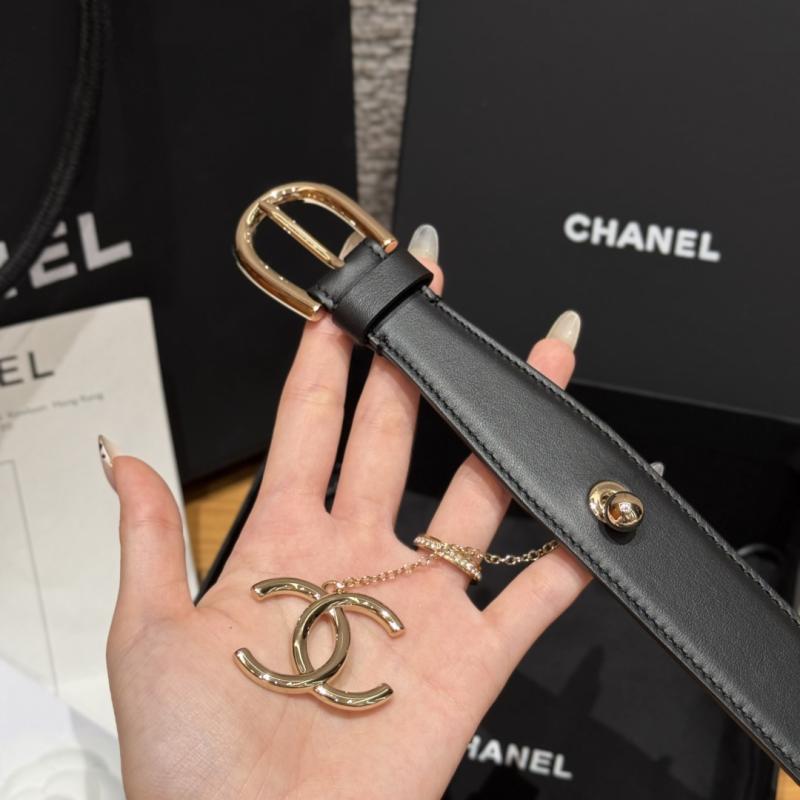 Chanel Leather Belt Black with Gold BCB90607