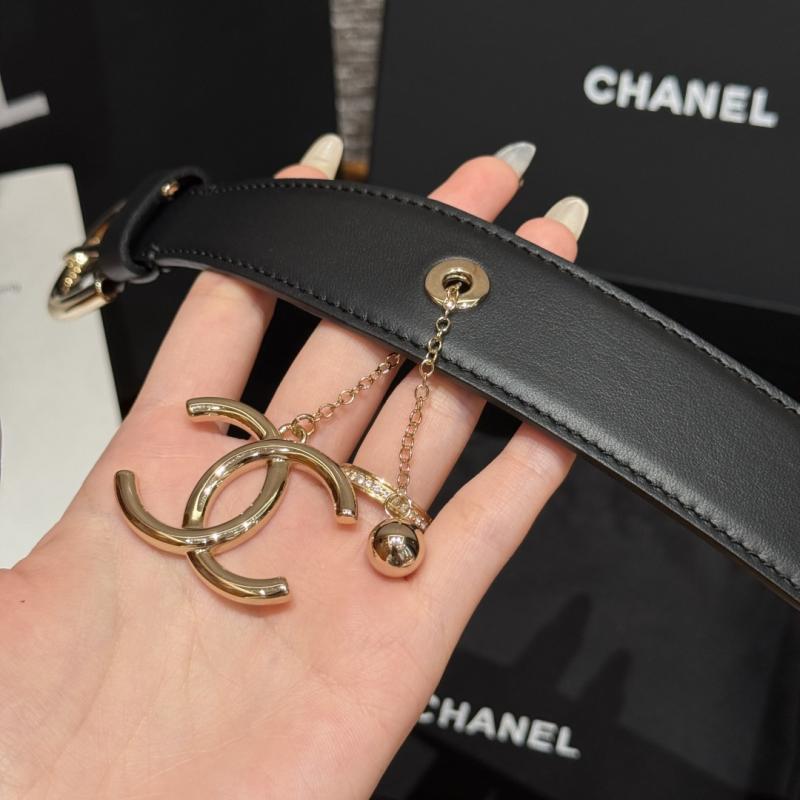 Chanel Leather Belt Black with Gold BCB90607