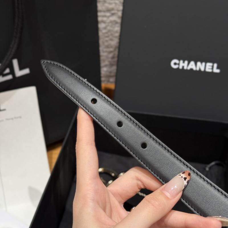 Chanel Leather Belt Black with Gold BCB90607