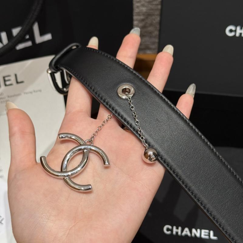Chanel Leather Belt Black with Silver BCB90607