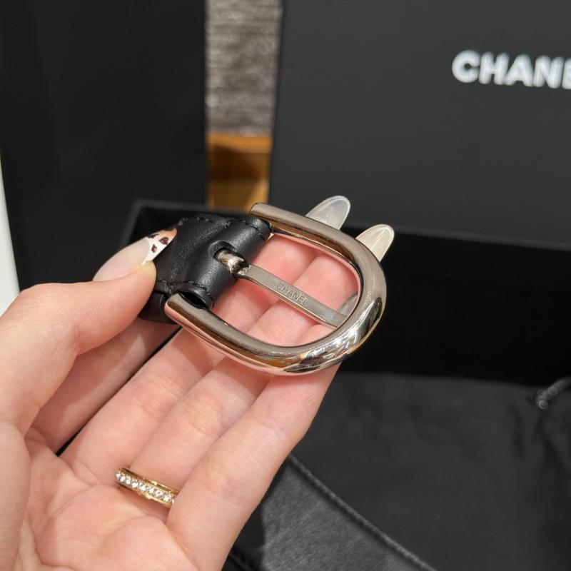 Chanel Leather Belt Black with Silver BCB90607