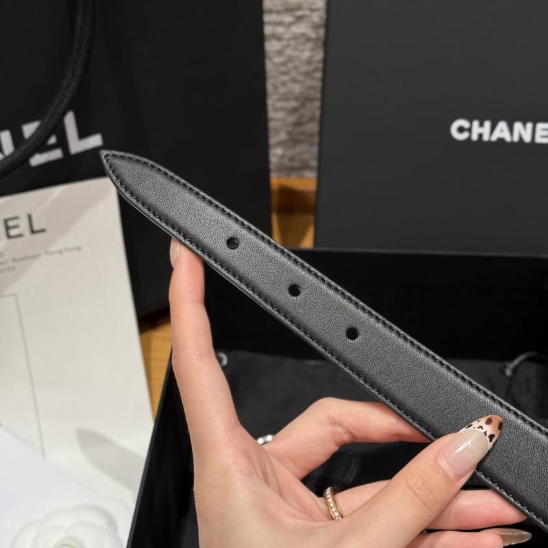 Chanel Leather Belt Black with Silver BCB90607