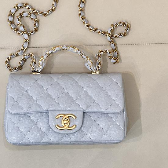 Chanel Mini Flap Bag with Top Handle Blue AS5701