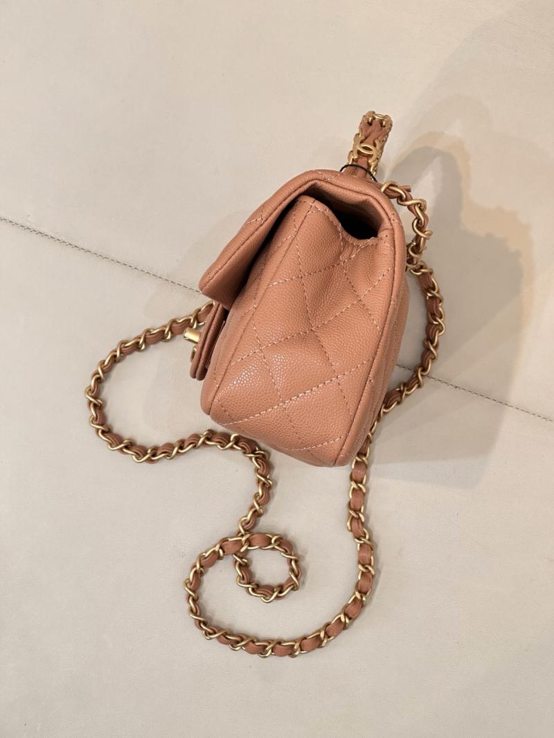 Chanel Mini Flap Bag with Top Handle Brown AS5701