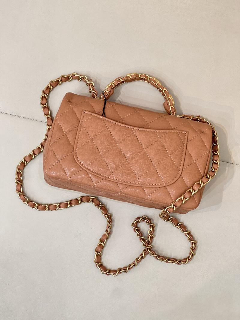 Chanel Mini Flap Bag with Top Handle Brown AS5701