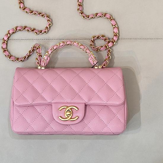 Chanel Mini Flap Bag with Top Handle Pink AS5701
