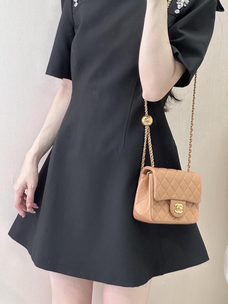 Chanel Mini Lambskin Flap Bag Brown AS1786