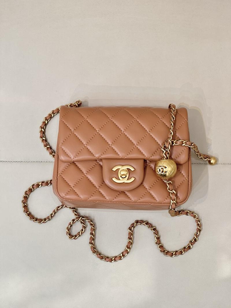 Chanel Mini Lambskin Flap Bag Brown AS1786