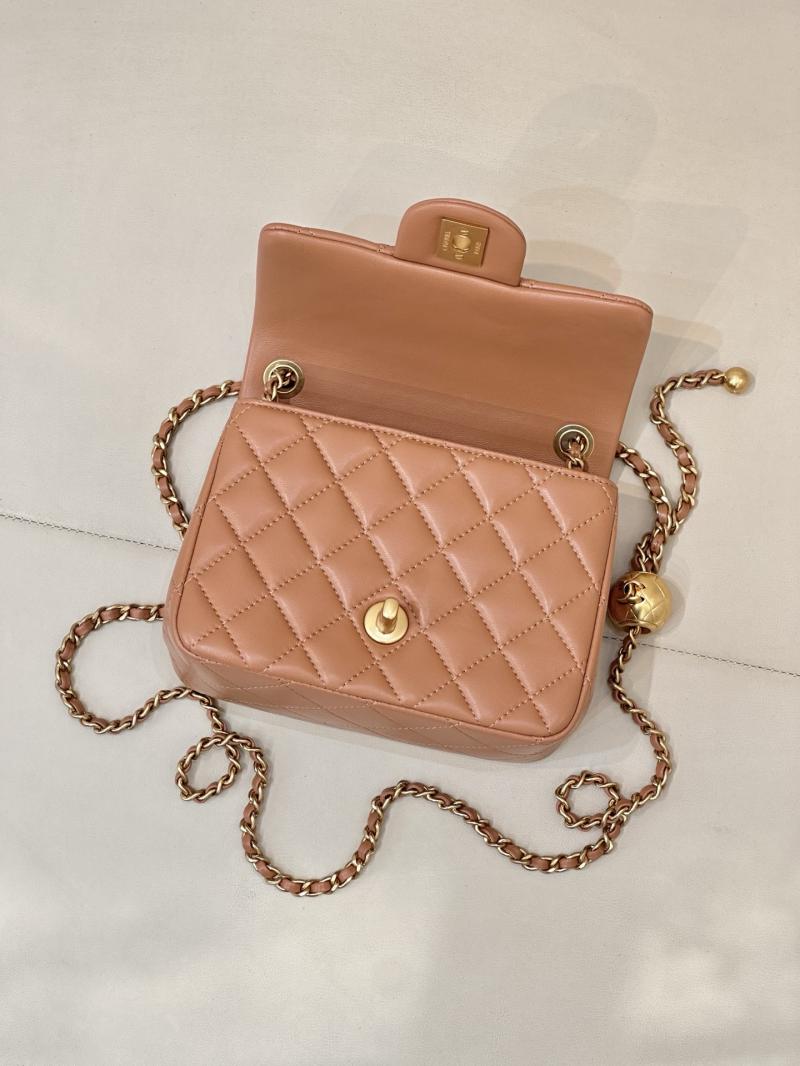 Chanel Mini Lambskin Flap Bag Brown AS1786