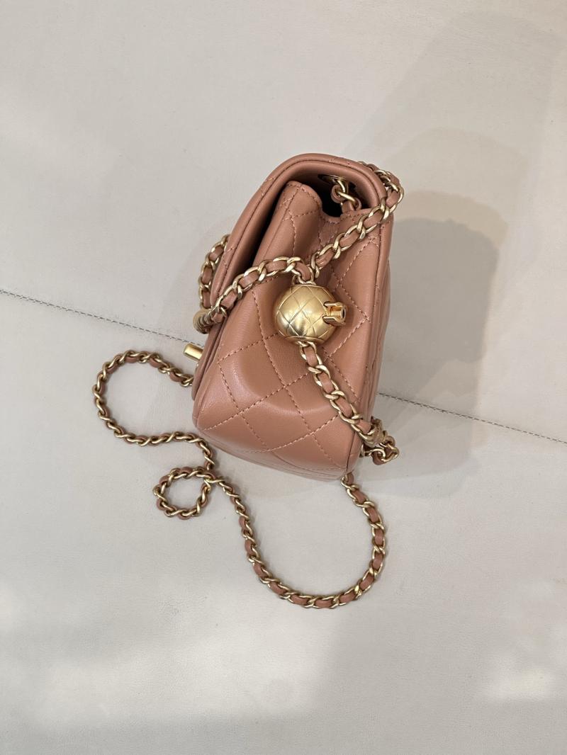Chanel Mini Lambskin Flap Bag Brown AS1786