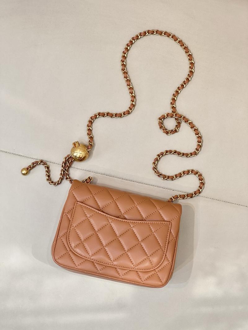 Chanel Mini Lambskin Flap Bag Brown AS1786