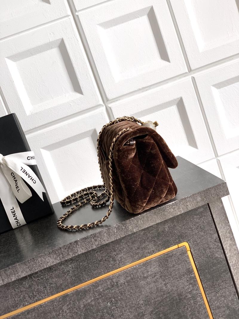 Chanel Velvet Mini Flap Bag Brown AS1786