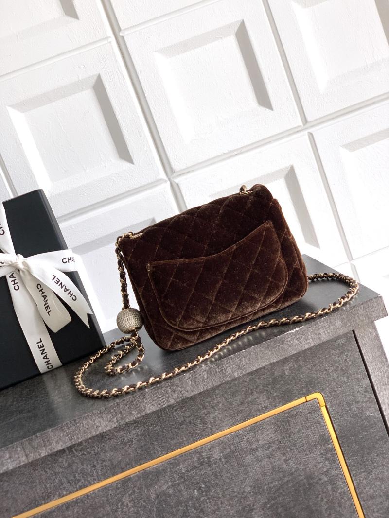 Chanel Velvet Mini Flap Bag Brown AS1786