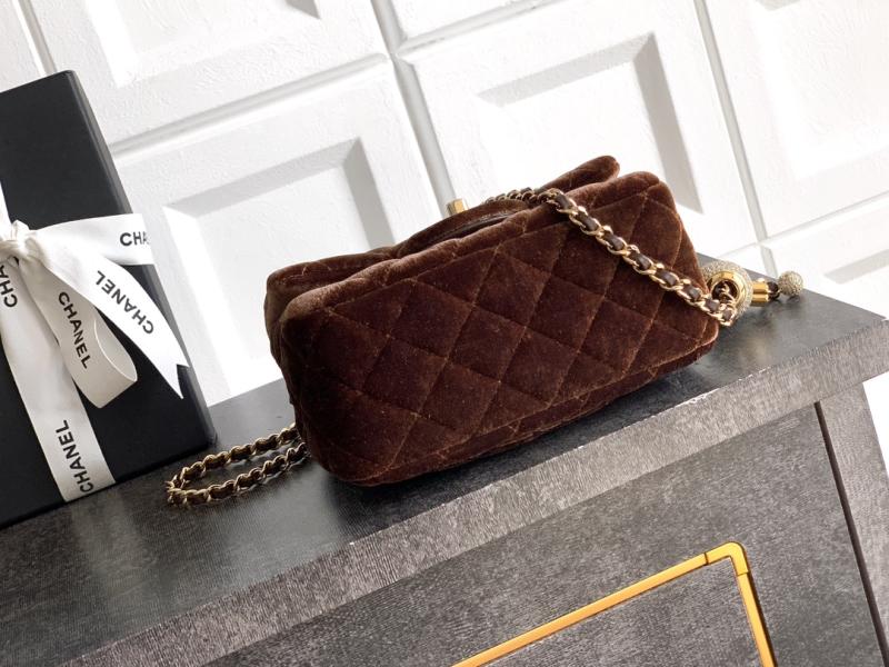 Chanel Velvet Mini Flap Bag Brown AS1786