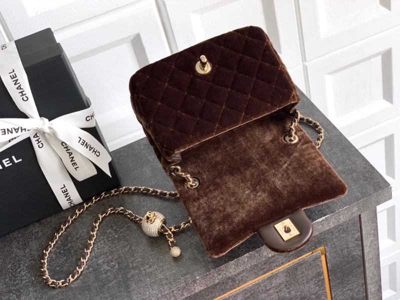 Chanel Velvet Mini Flap Bag Brown AS1786