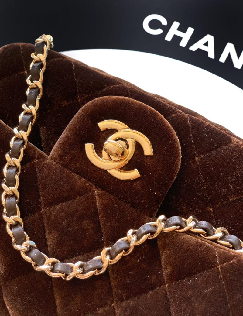 Chanel Velvet Mini Flap Bag Brown AS1786