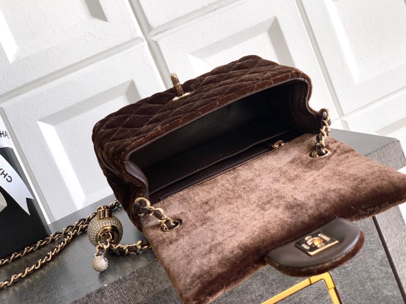Chanel Velvet Mini Flap Bag Brown AS1786