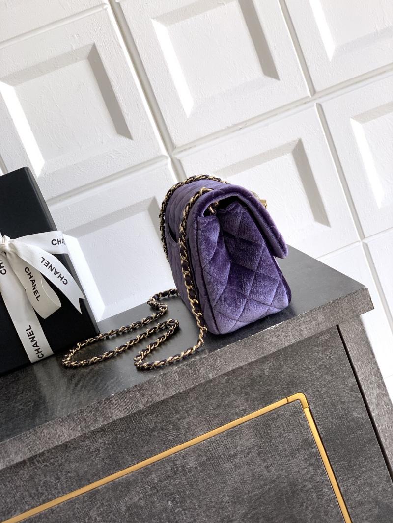 Chanel Velvet Mini Flap Bag Purple AS1786