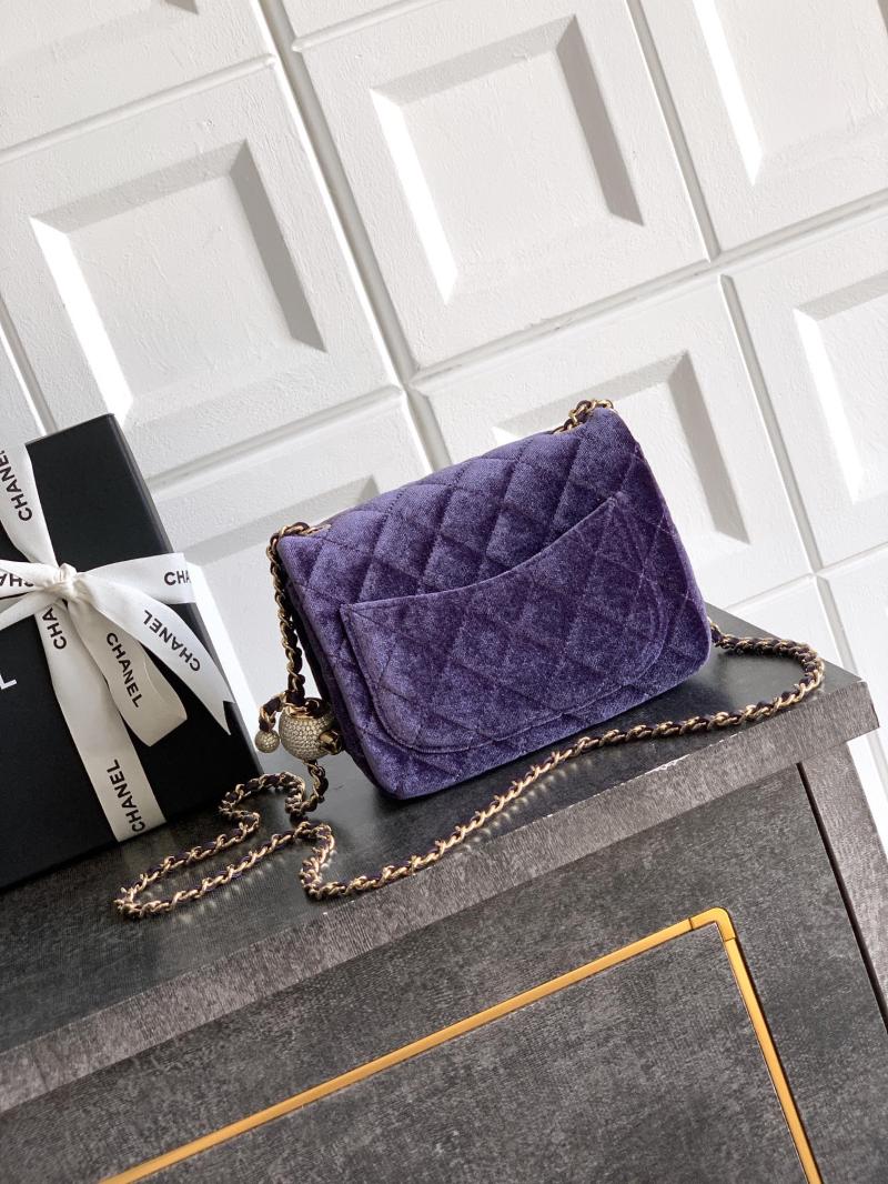 Chanel Velvet Mini Flap Bag Purple AS1786