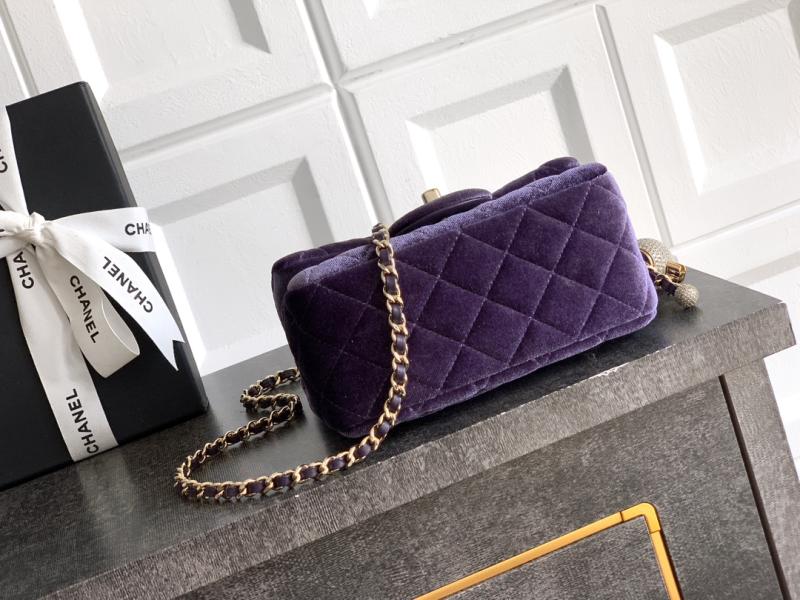 Chanel Velvet Mini Flap Bag Purple AS1786