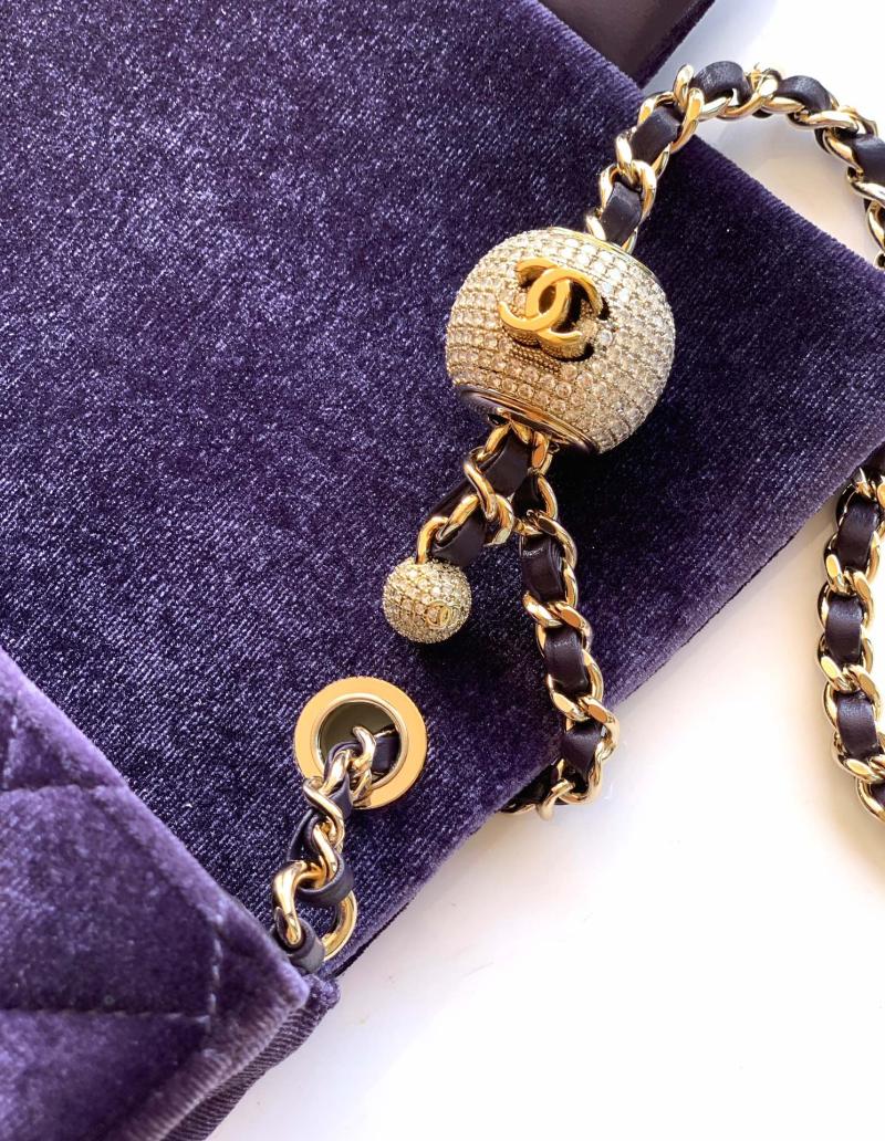 Chanel Velvet Mini Flap Bag Purple AS1786