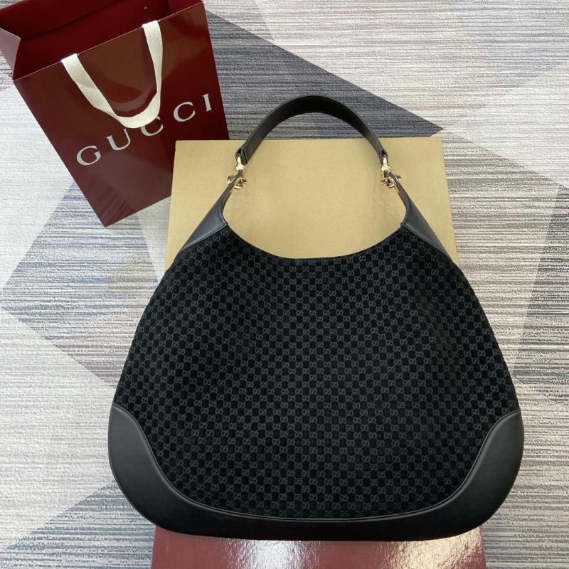 Gucci B large Suede shoulder bag Black 815924