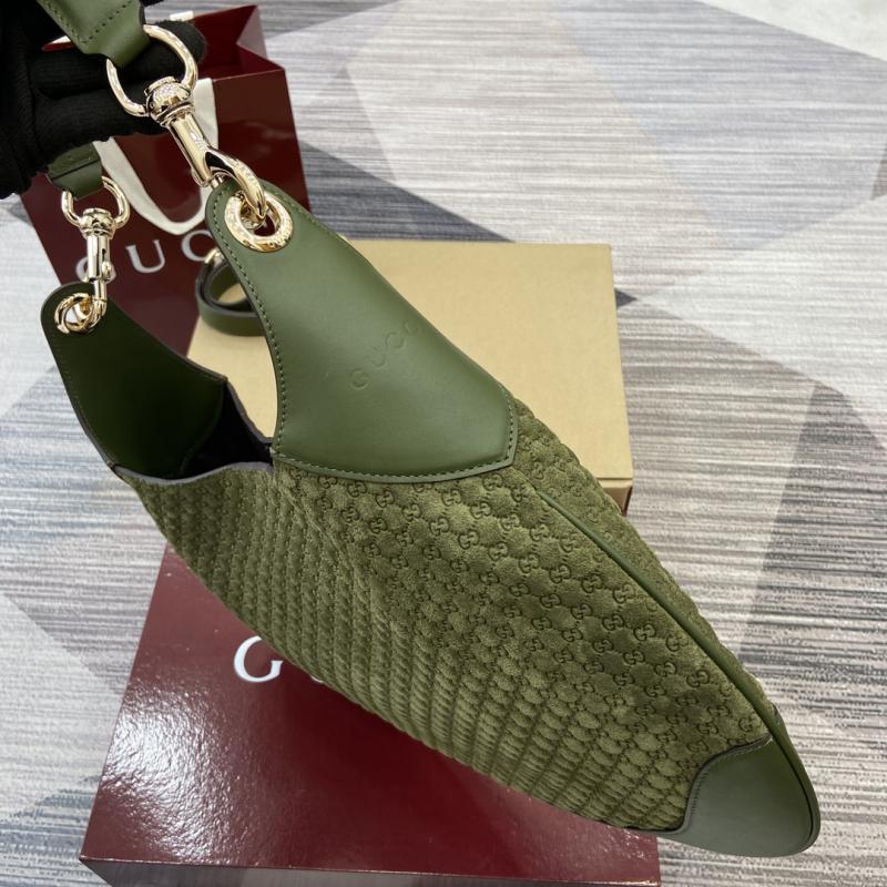 Gucci B medium suede shoulder bag Green 834981