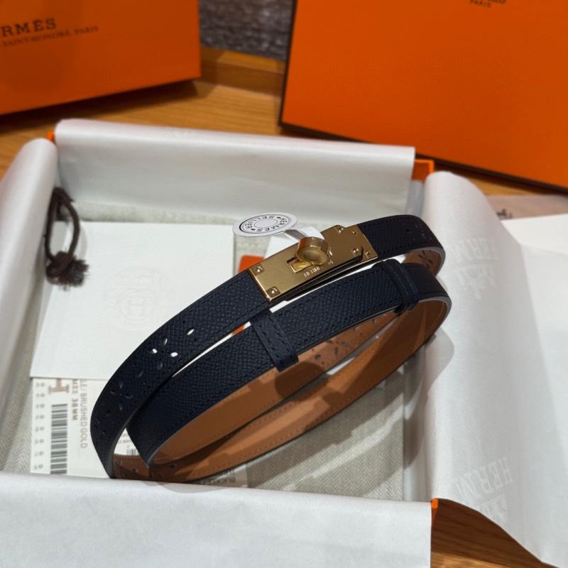 Hermes 18mm Leather Belt Blue SHB919
