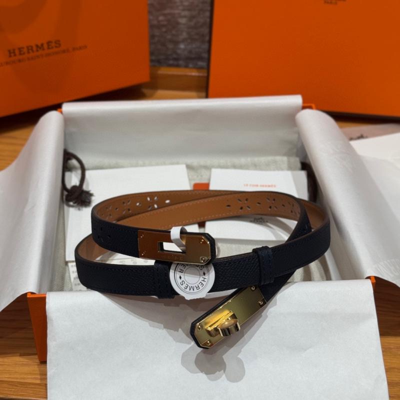 Hermes 18mm Leather Belt Blue SHB919