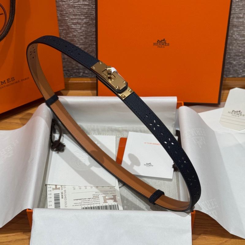 Hermes 18mm Leather Belt Blue SHB919
