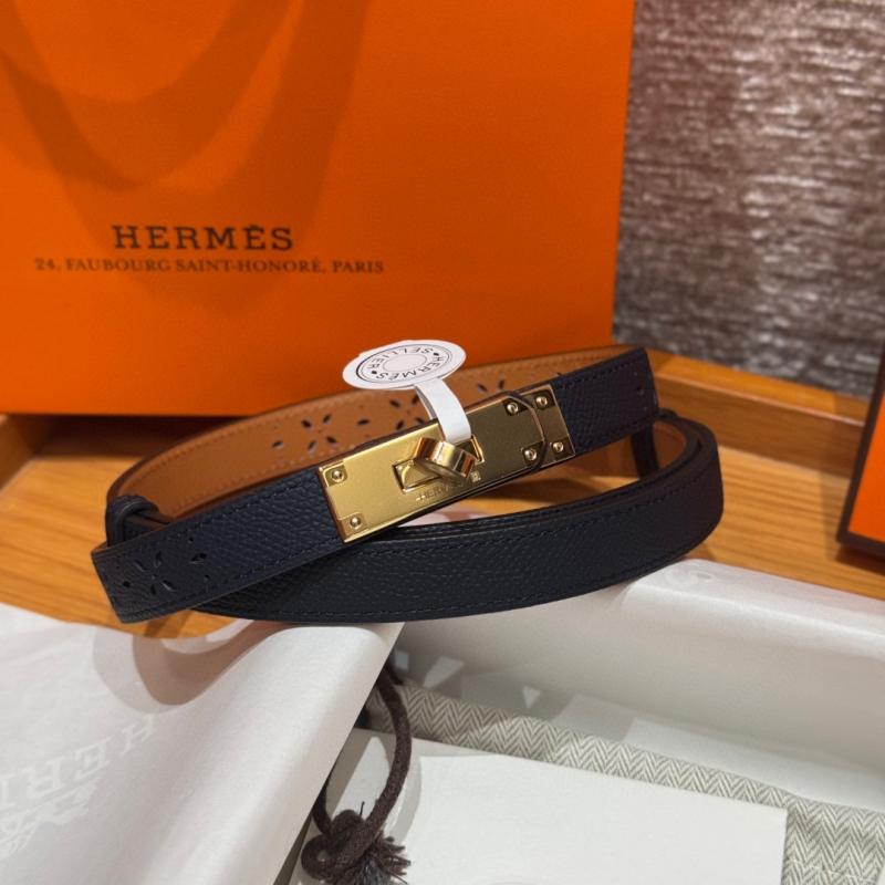 Hermes 18mm Leather Belt Blue SHB919