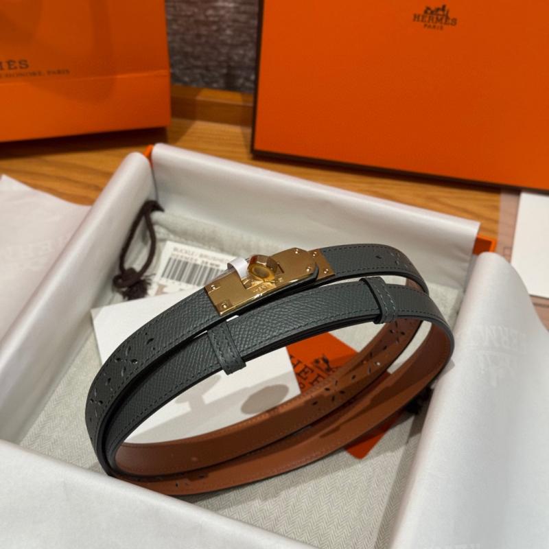 Hermes 18mm Leather Belt Grey SHB917