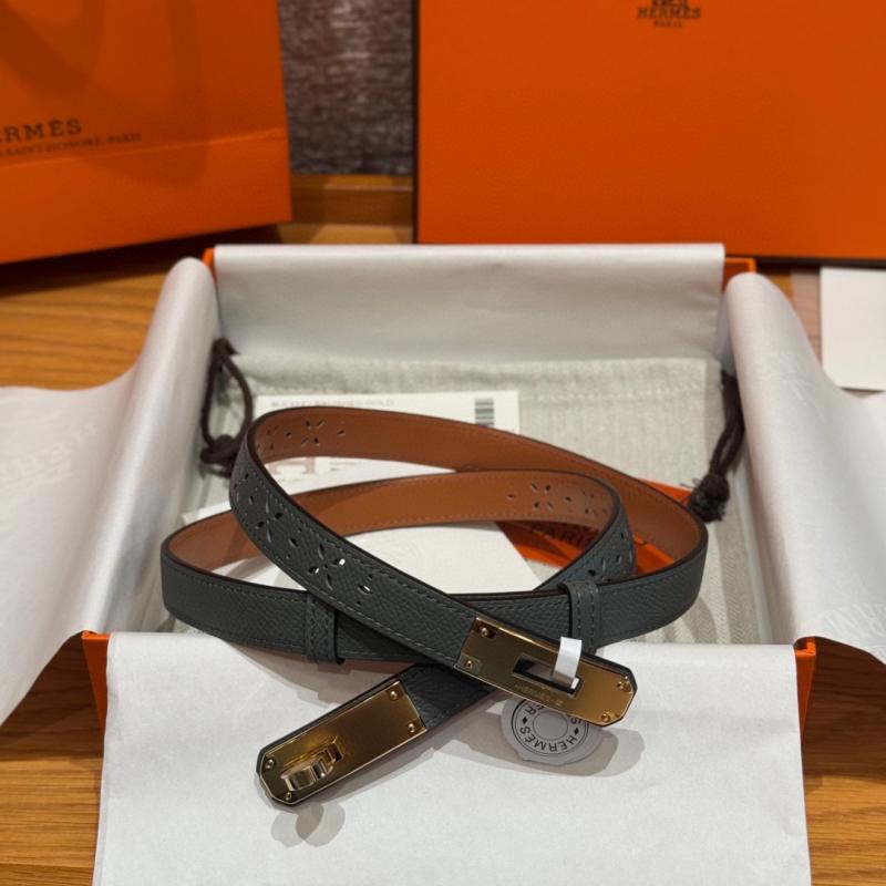 Hermes 18mm Leather Belt Grey SHB917