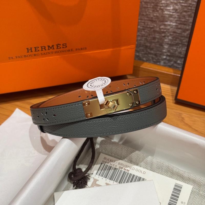 Hermes 18mm Leather Belt Grey SHB917