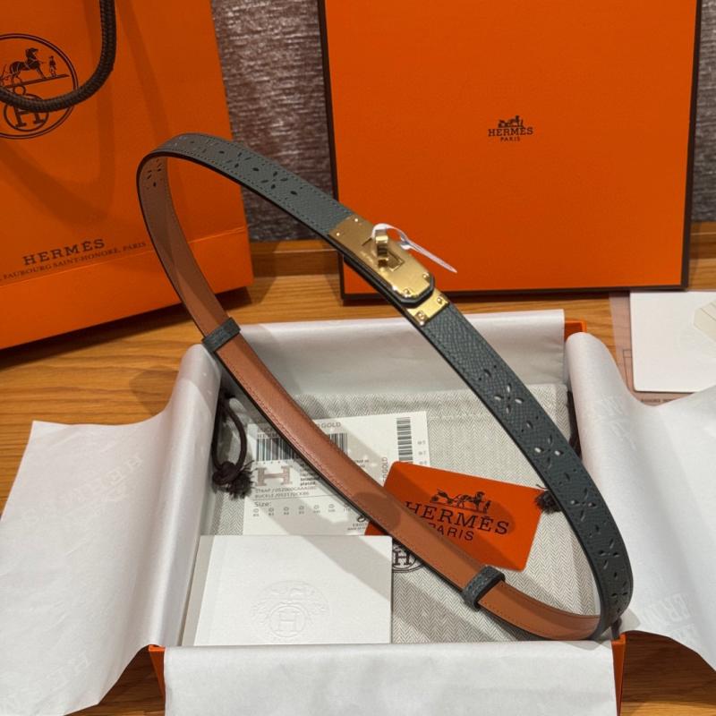 Hermes 18mm Leather Belt Grey SHB917