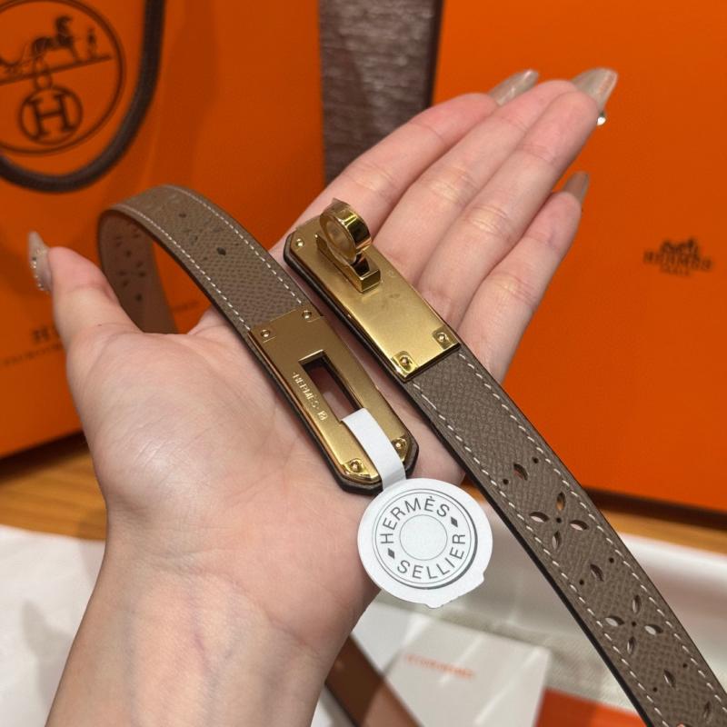 Hermes 18mm Leather Belt Grey SHB920