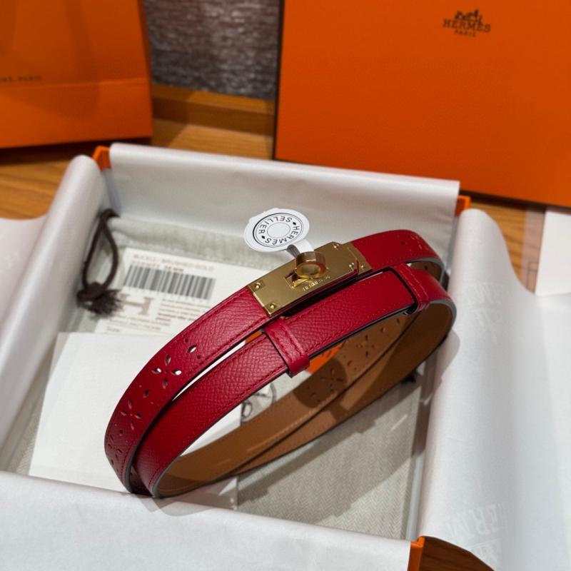 Hermes 18mm Leather Belt Red SHB915