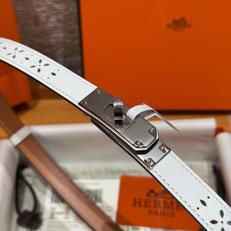 Hermes 18mm Leather Belt White SHB916
