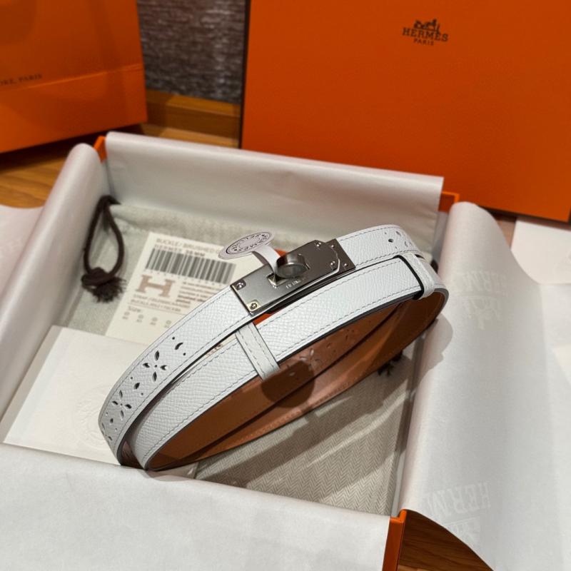 Hermes 18mm Leather Belt White SHB916