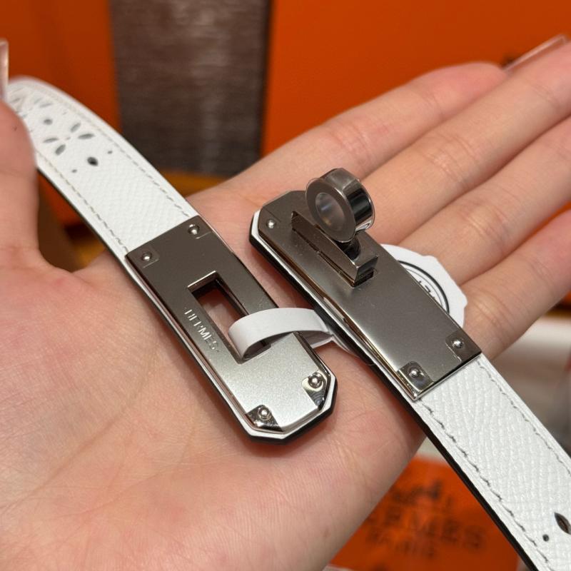 Hermes 18mm Leather Belt White SHB916