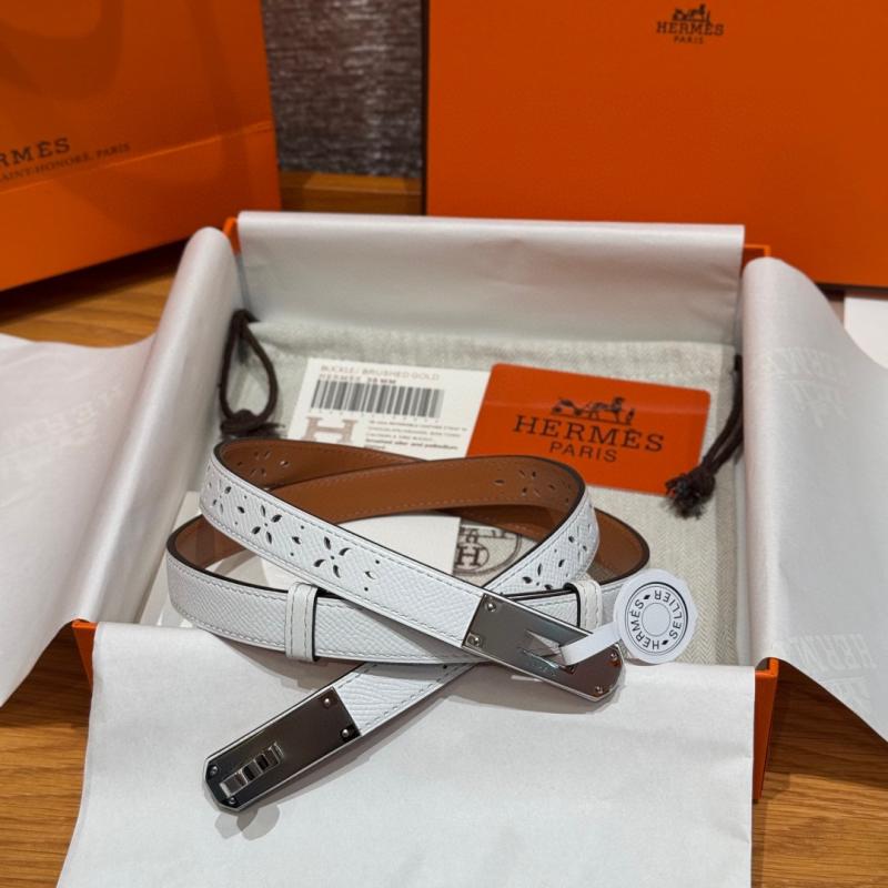 Hermes 18mm Leather Belt White SHB916