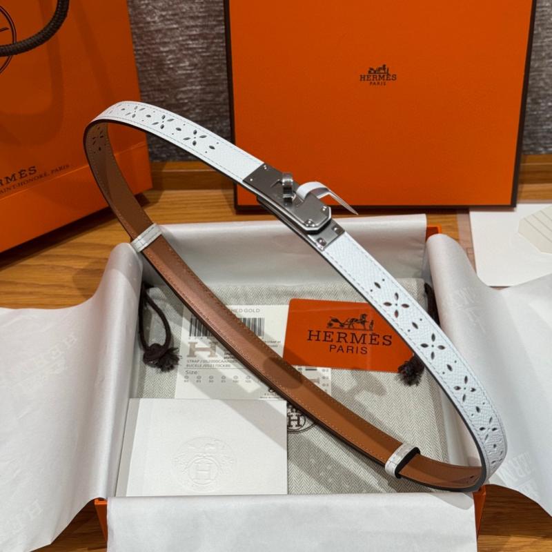 Hermes 18mm Leather Belt White SHB916