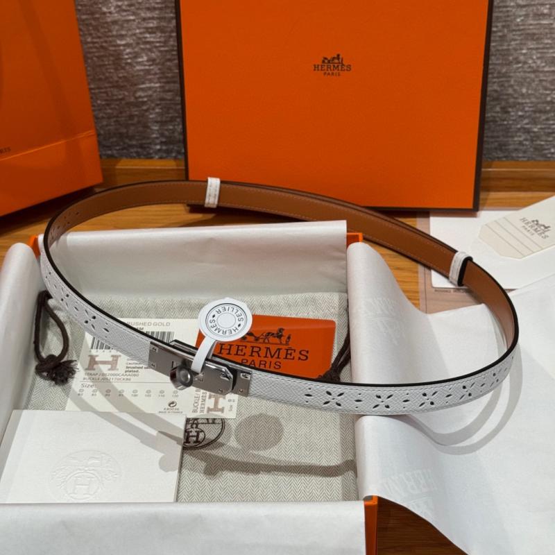 Hermes 18mm Leather Belt White SHB916
