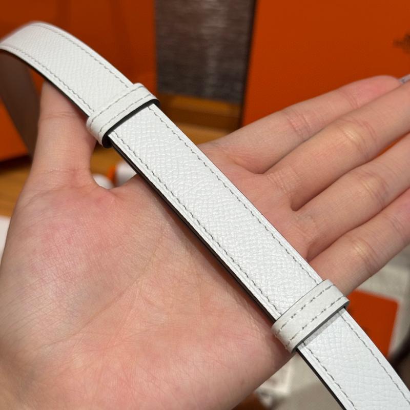 Hermes 18mm Leather Belt White SHB916