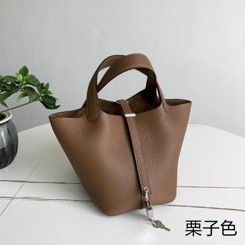 Hermes Picotin Lock 18 Tote Bag Maroon Silver HP0908