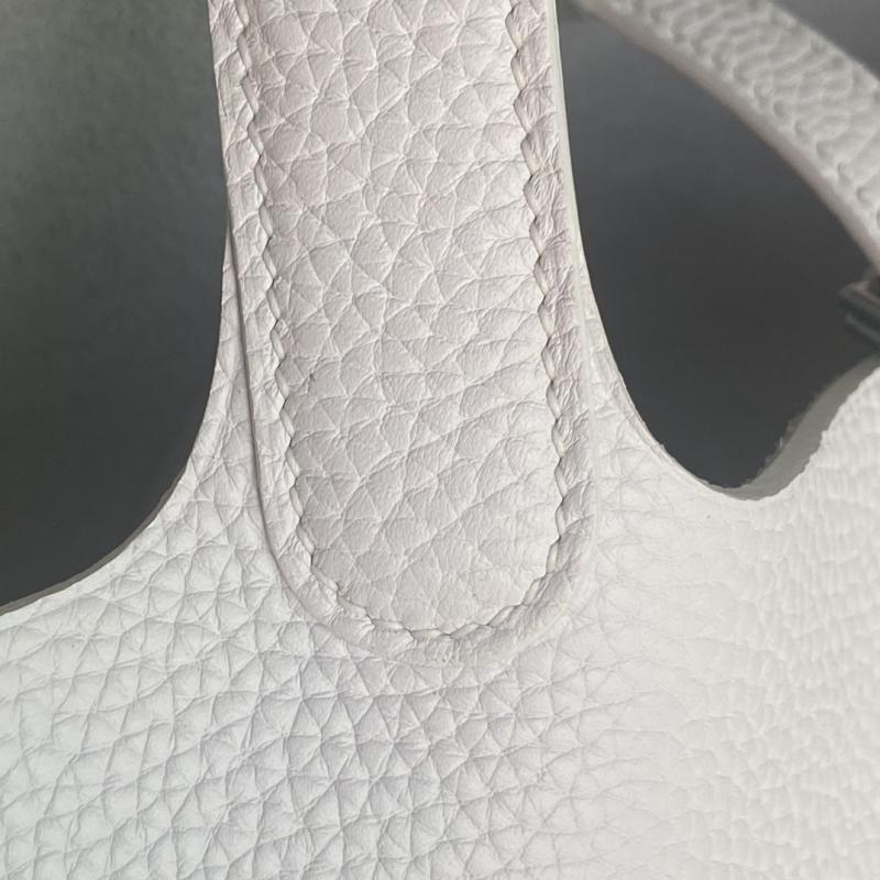 Hermes Picotin Lock 18 Tote Bag White Silver HP0908