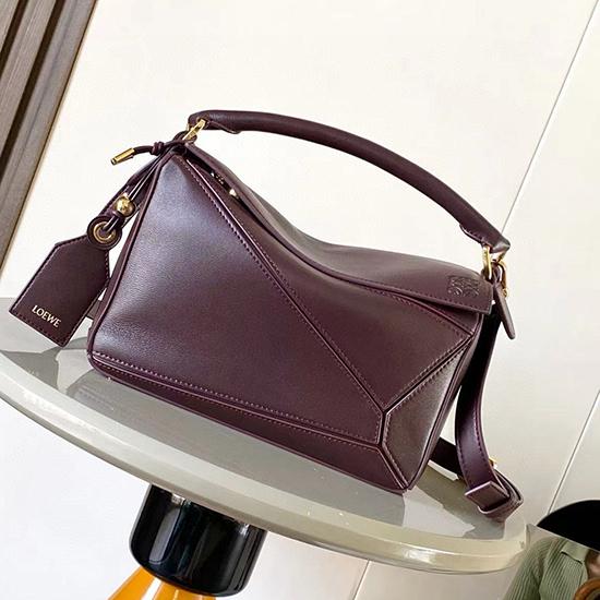 Loewe Lambskin Small Featherlight Puzzle bag Burgundy L9096