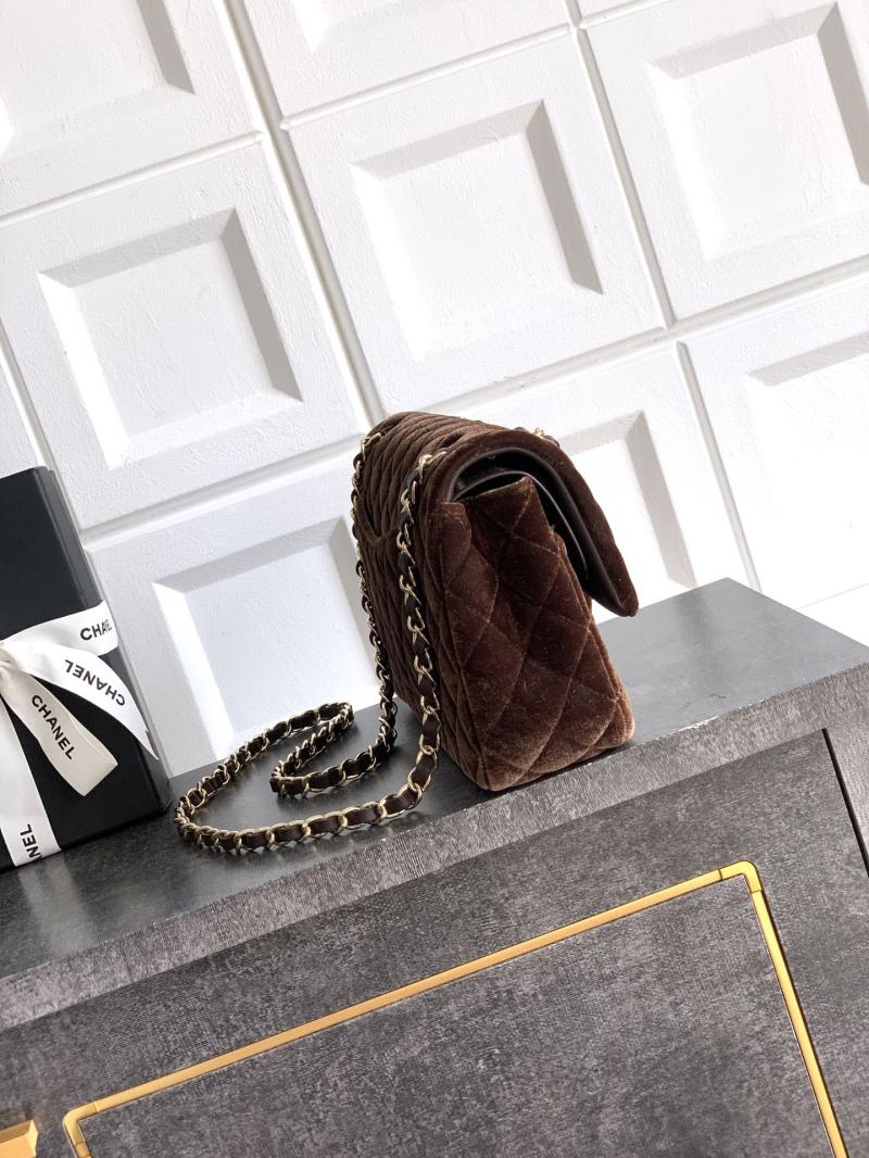 Medium Chanel Velvet Flap Bag Brown A01112